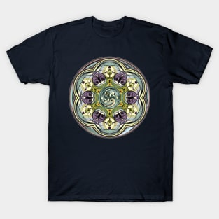 Worlds Within Mandala in Purple and Aqua T-Shirt